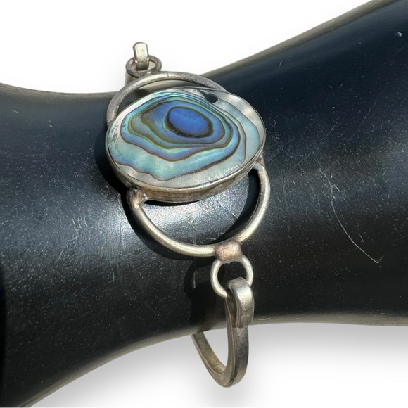 Vintage Mexico Silver and Abalone Bracelet - Picture 3 of 8